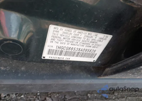 1999 Honda Accord Lx z USA, uszkodzony, nr VIN 1HGCG6653XA095626